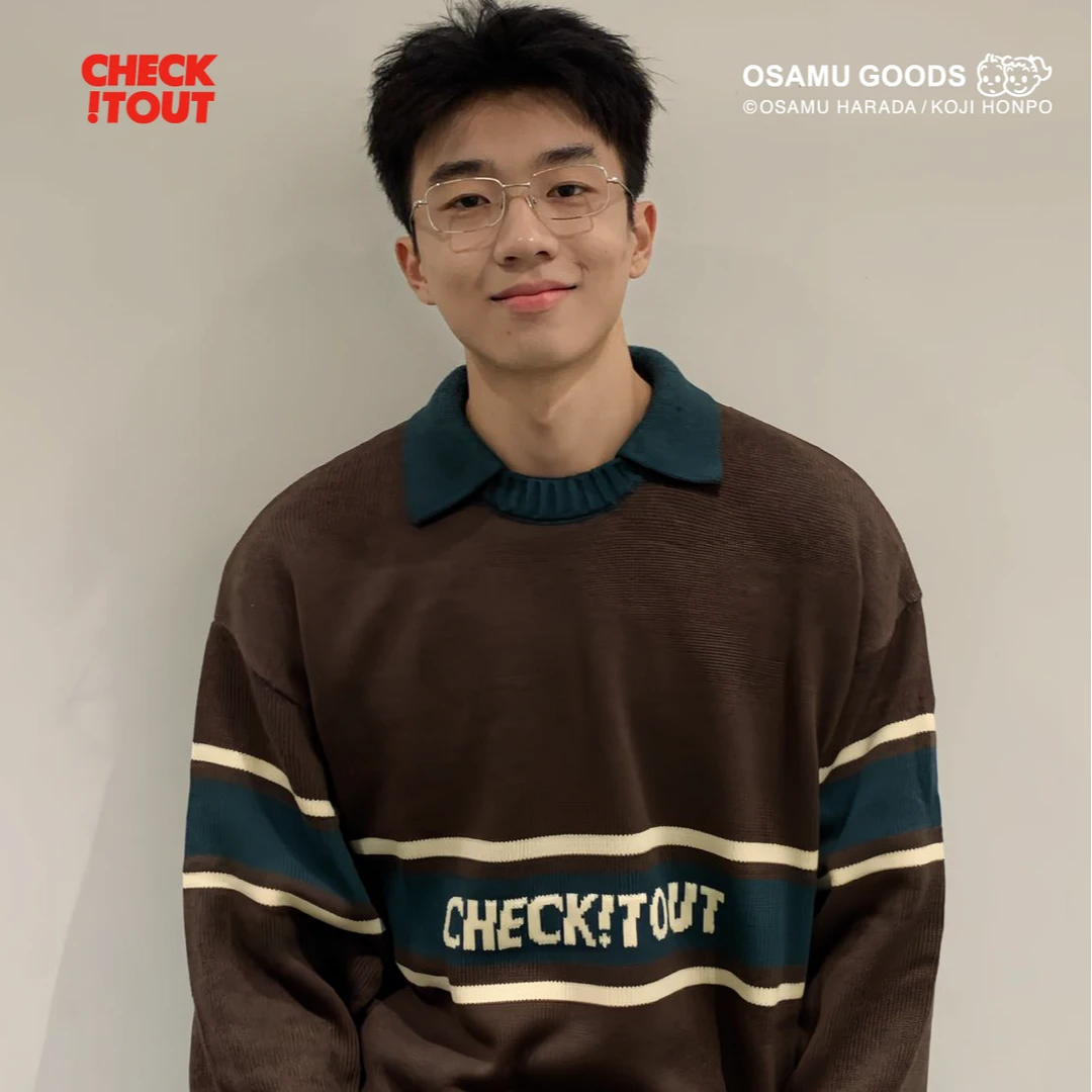 CHECKITOUT原田治联名正版巧巧水手条纹秋冬新款圆领日系情侣长袖