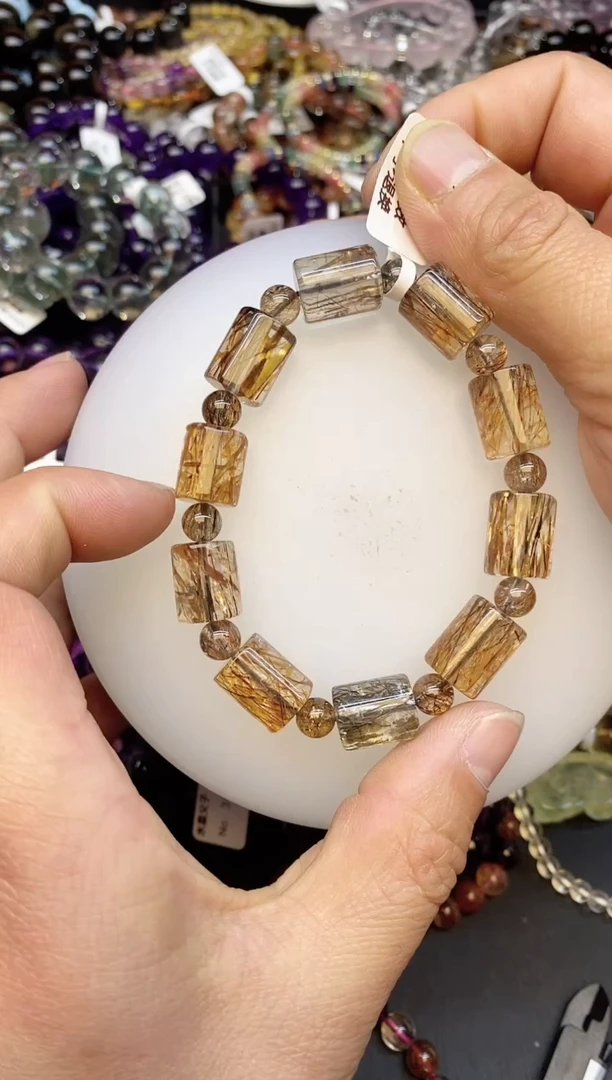 【闪购商品】水晶手链未镶嵌a67 桶珠黑金超