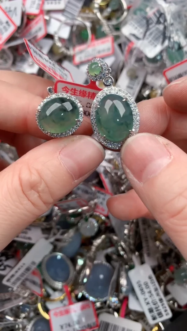 银S925镶嵌戒指翡翠888   9