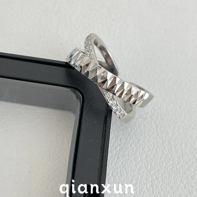 925银戒指 【星芒】CNC车花轻奢简约个性中古小众设计交叉戒指J511
