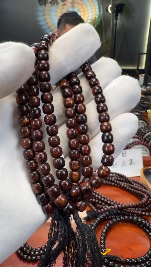 手串星月菩提7*8陈籽赤岩玉化星月菩提手持