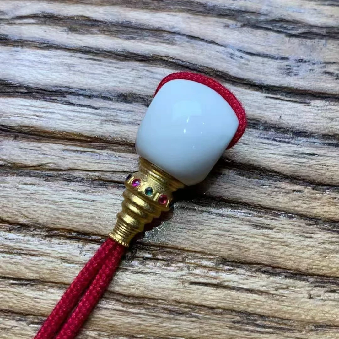 猛犸牙（碧玺镶嵌款18金塔蕈卯三通），原色三无，蕈卯结构