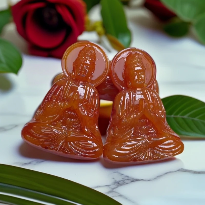 【 大喜儿】橙红蜡观吊坠-QW3026多样性发一