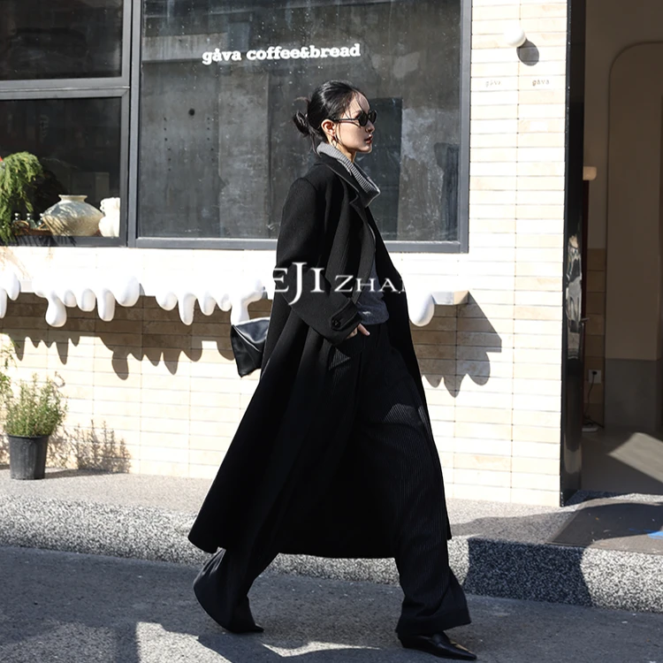 【JIEJI ZHANG】100%羊毛高级定制秋冬时尚设计款百搭大衣351365