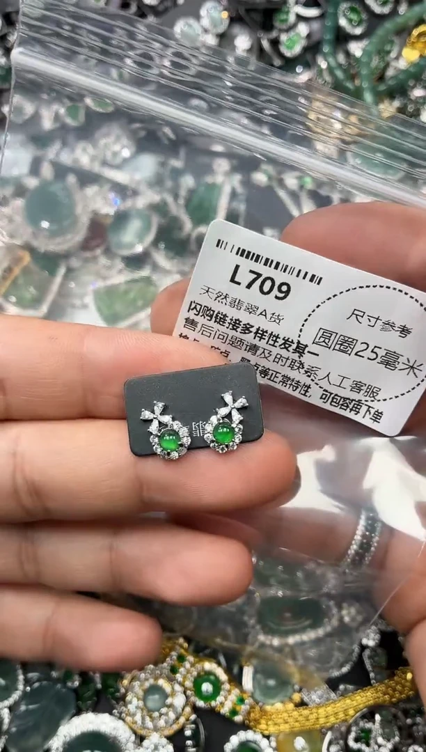翡翠未镶嵌颈饰L709耳钉