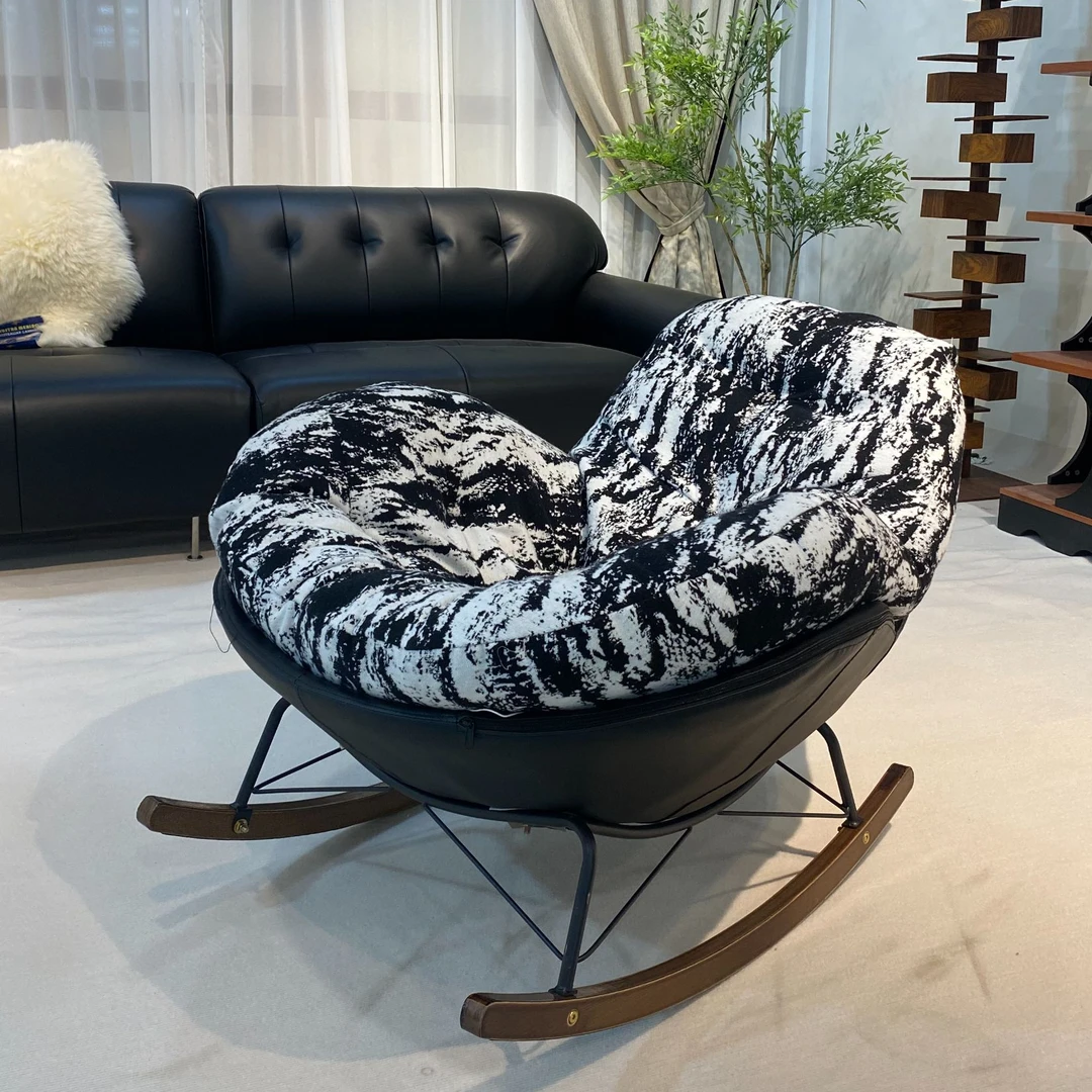 轻奢懒人沙发客厅单人沙发摇摇椅午睡椅企鹅椅阳台沙发椅皮质耐用