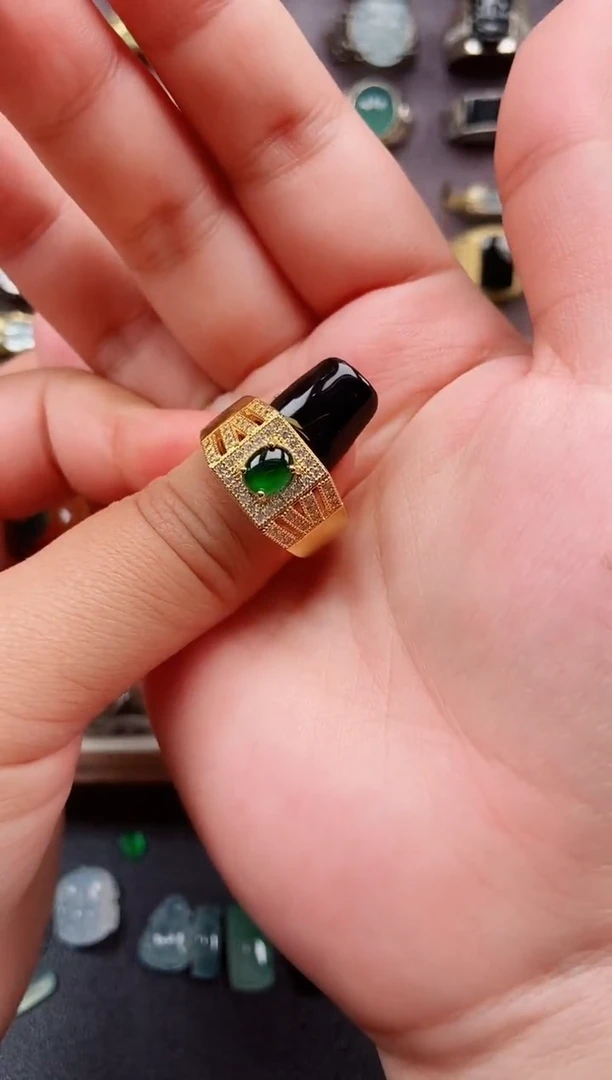 未镶嵌戒指翡翠天然翡翠男戒