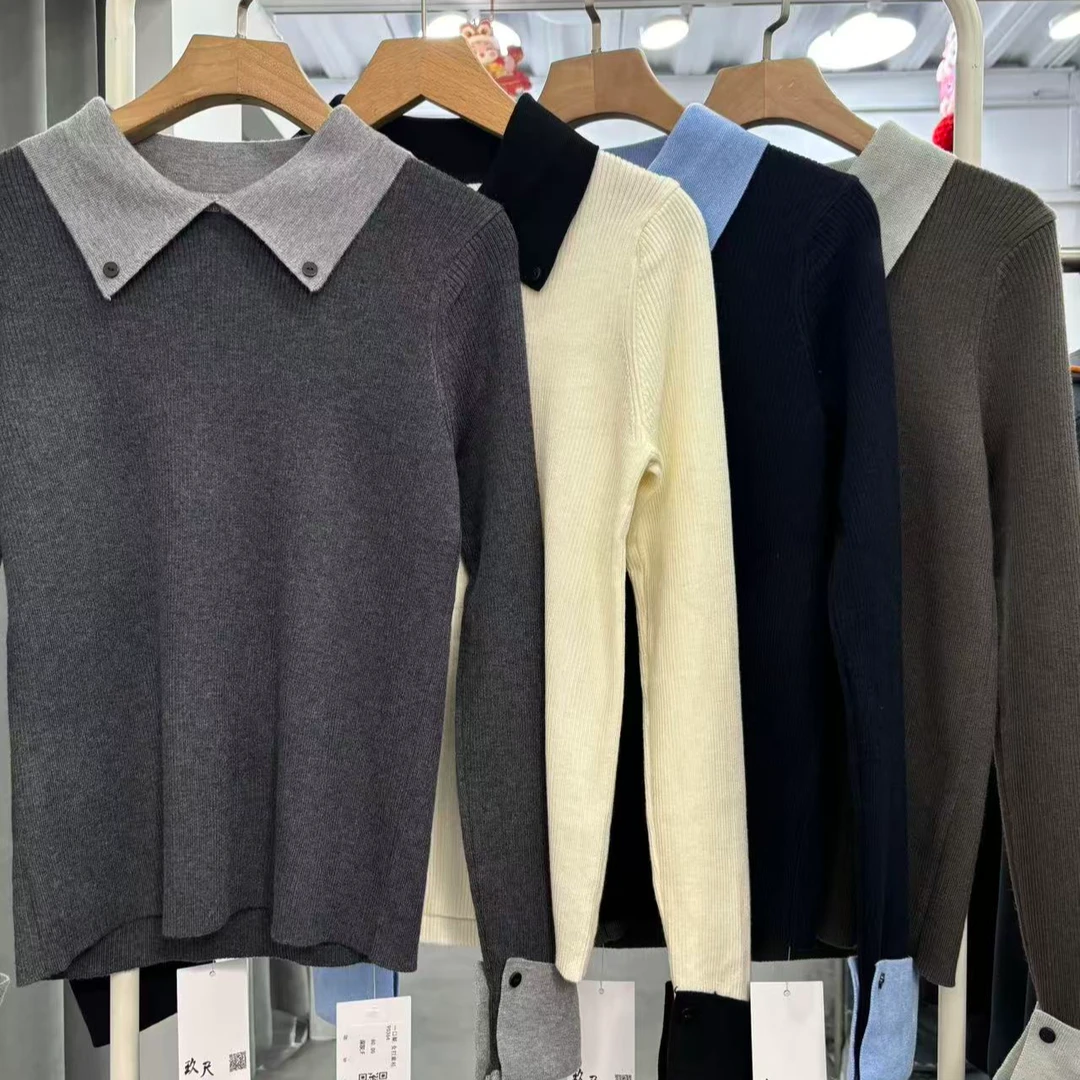 9225-女毛衣【90364】打底翻领多色半高领可选毛衣轻奢打底