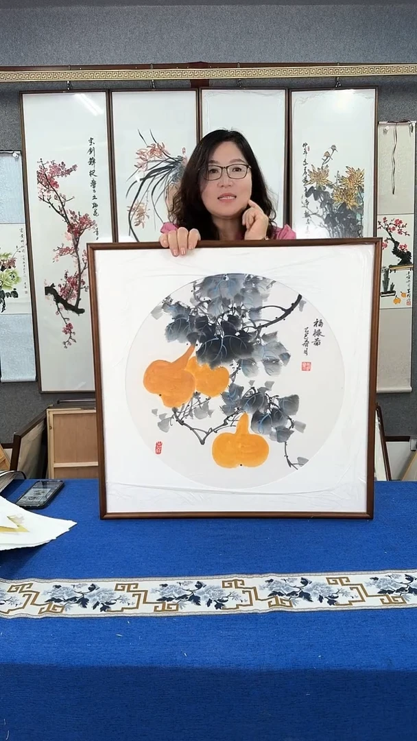 国画图 实木画框 63*63