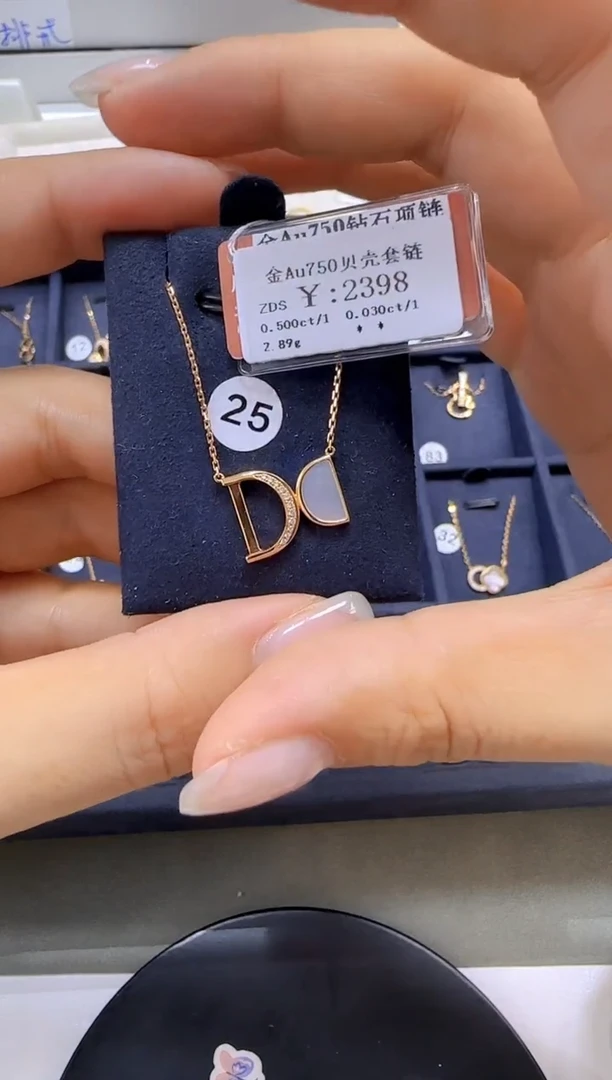 颈饰钻石18K金镶嵌18k金套链2118