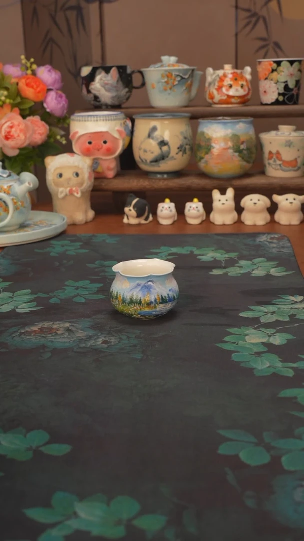 石一  阿勒泰雪景花口品茗杯