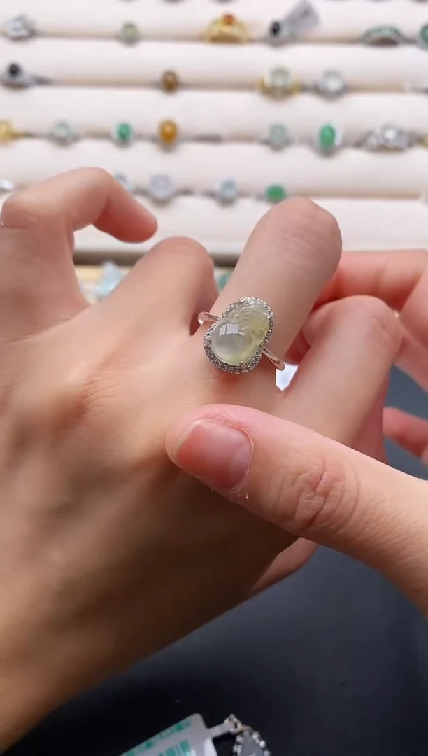 银S925镶嵌戒指翡翠3333333+6