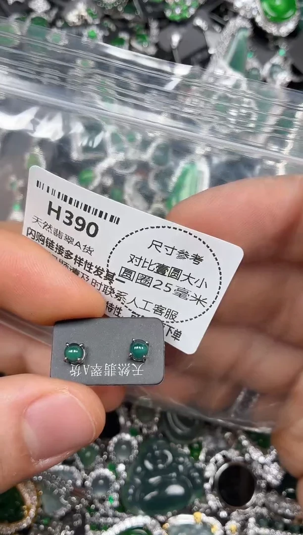 颈饰未镶嵌翡翠H390耳钉