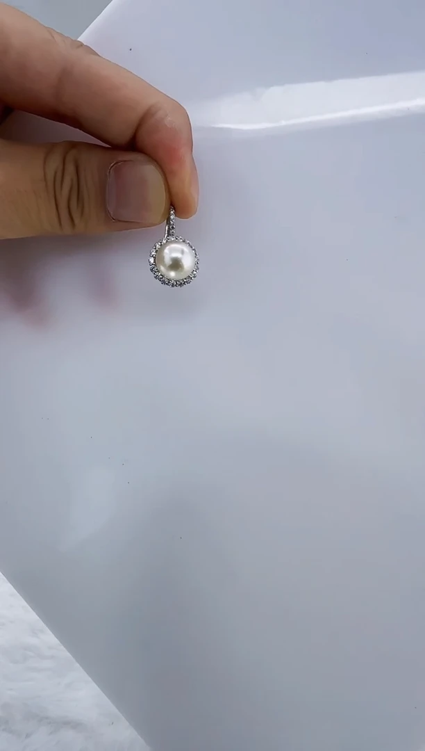 银S925镶嵌淡水珍珠DA珍珠吊坠9-10 b498