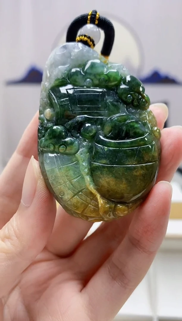 定制翡翠未镶嵌5060zm-毛货挂件87八破图
