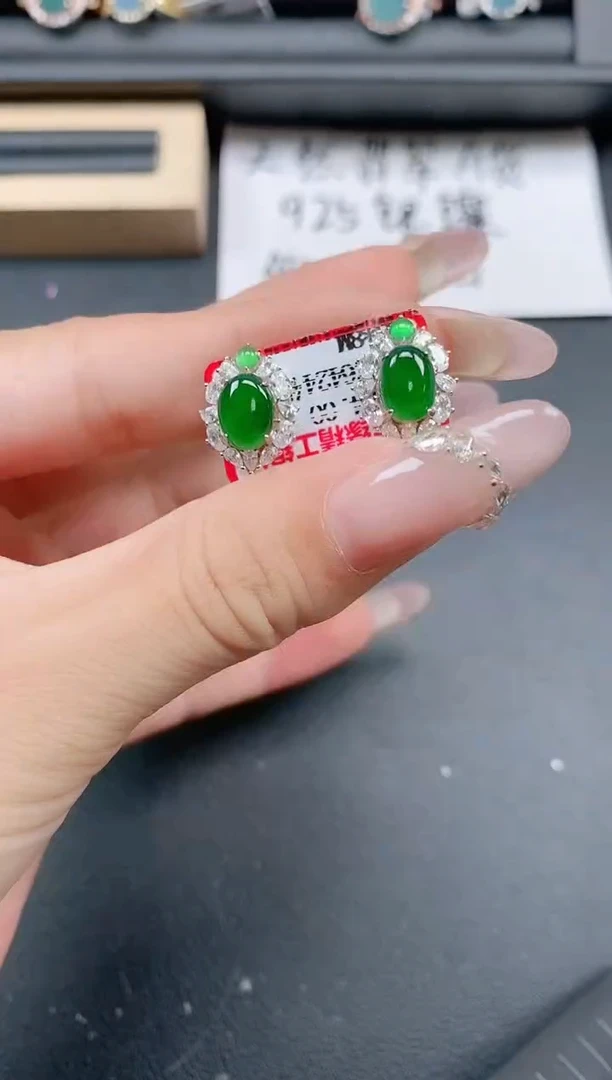 银S925镶嵌戒指翡翠111