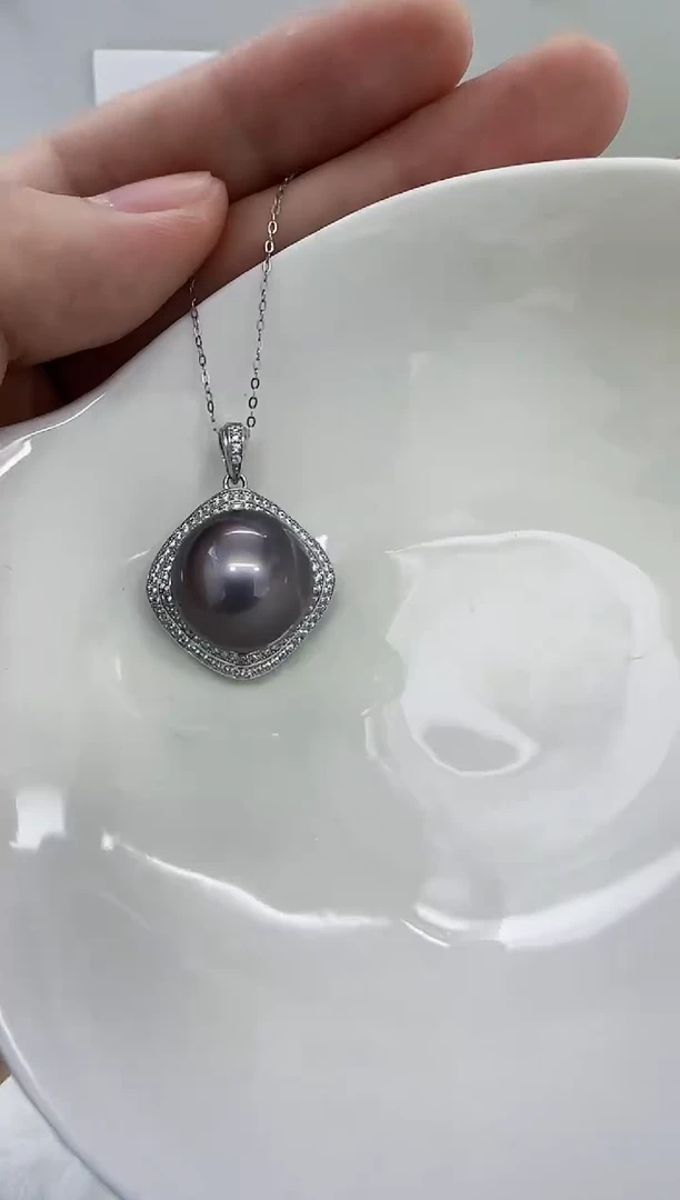 银S925镶嵌海水珍珠DA大溪地吊坠15 y256