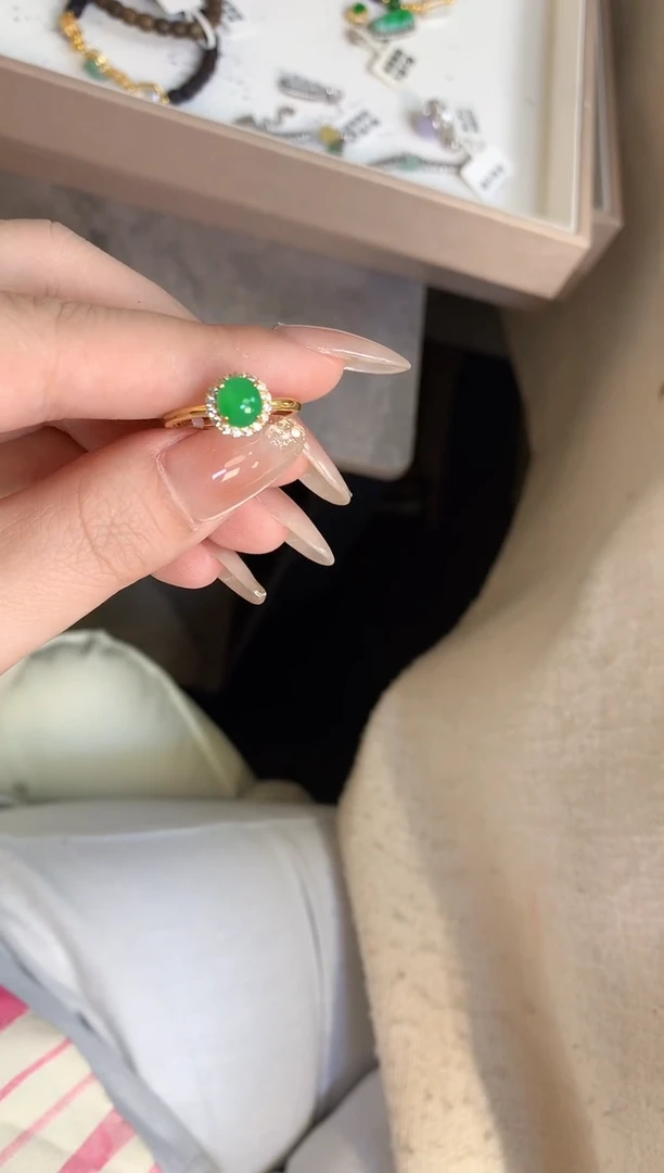 银S925镶嵌戒指翡翠戒指