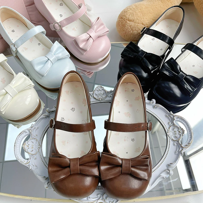 【小圆饼】浅口平跟lo鞋原创百搭圆头甜美可爱百搭学生Lolita鞋