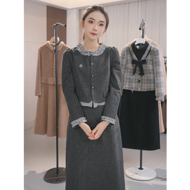 Y1866今年流行设计感小香风连衣裙女2025新款春秋年高端小众裙子