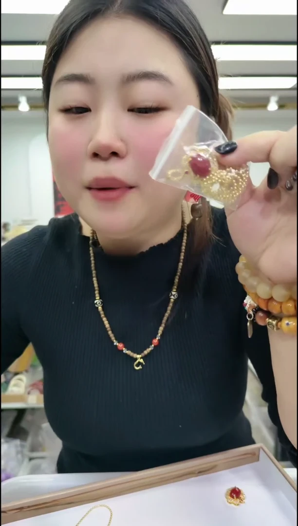 【闪购商品】玛瑙/玉髓颈饰合金1508红色吊坠