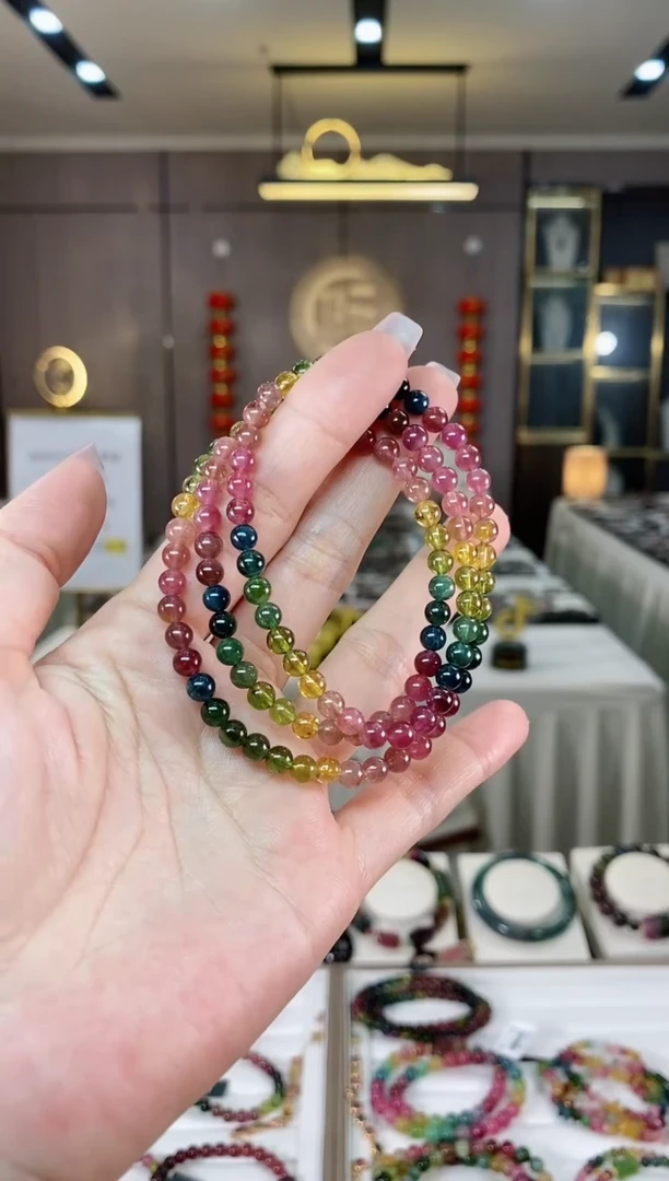 【闪购商品】碧玺三圈手串5mm+未镶嵌（多样性发一条）hon