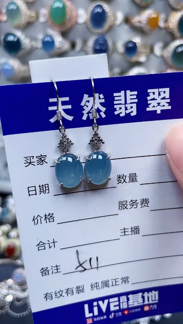 银S925镶嵌翡翠耳饰511