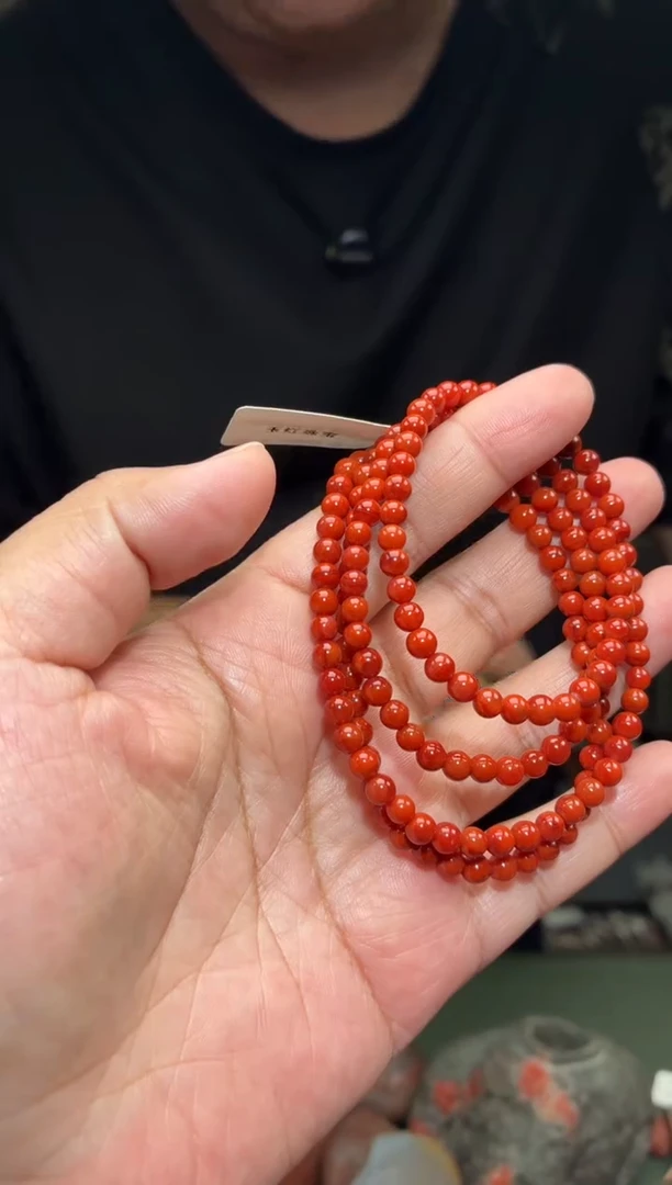 未镶嵌手链南红玛瑙多圈手串一条约4mm+多样性发货