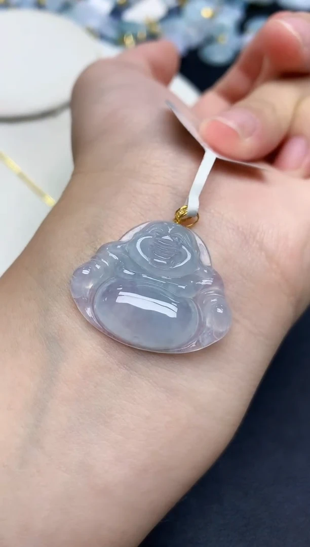 颈饰18K金镶嵌翡翠 天然缅甸A货翡翠百元以上9元证书费自理