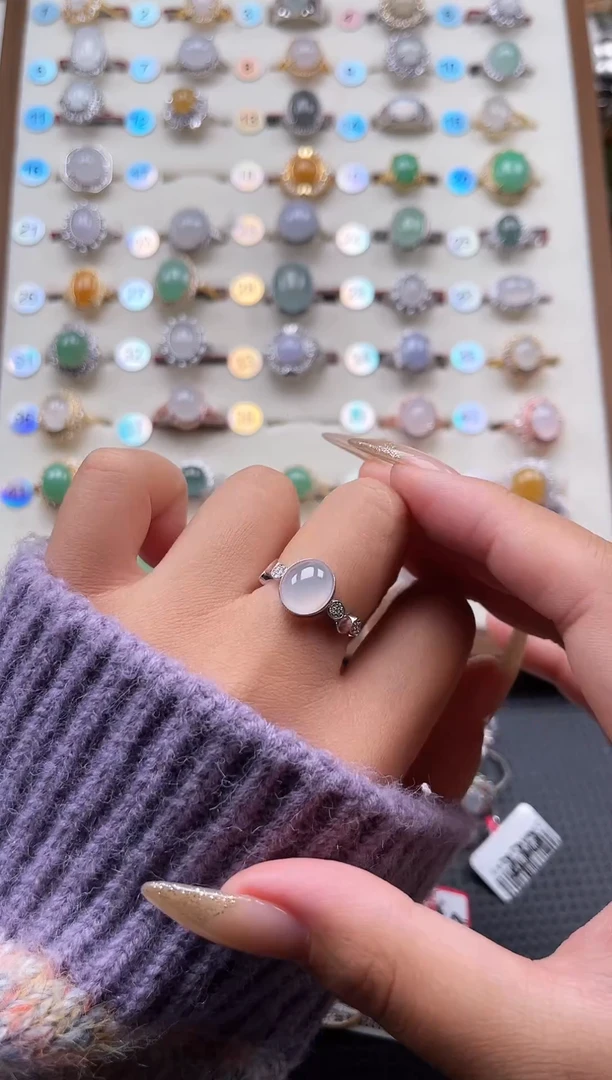 【闪购商品】翡翠戒指银S925镶嵌天然A货翡翠戒指