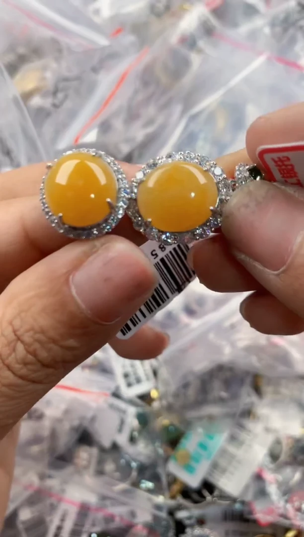银S925镶嵌戒指翡翠4444----8
