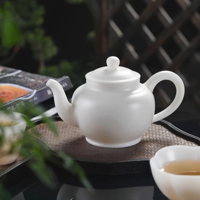 德化羊脂玉瓷白瓷【仿古】泡茶壶手工素烧单壶高档个人家用中式茶具