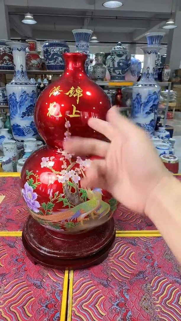 摆件锦上添花陶瓷葫芦瓶