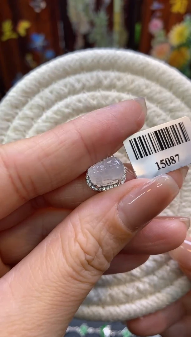 颈饰银S925镶嵌翡翠净货15087