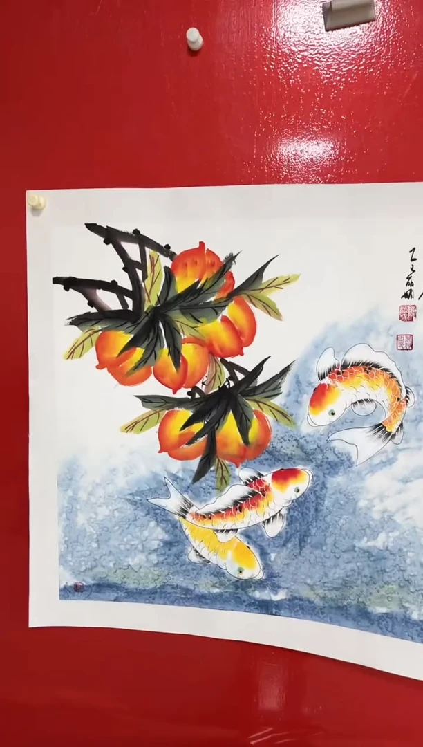 国画陈丽娟-斗方-鱼