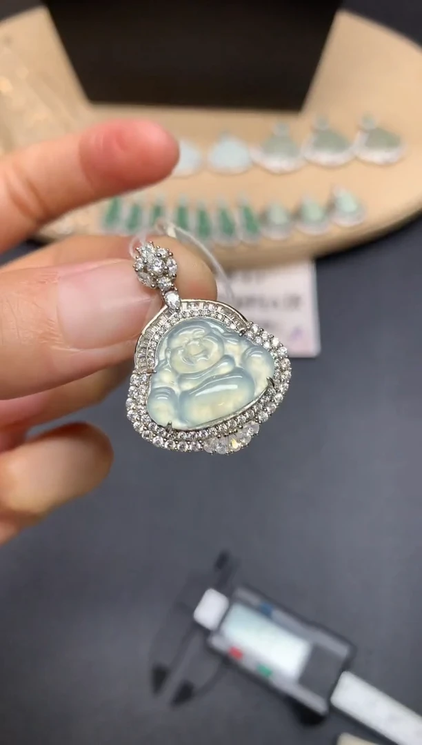 翡翠银S925镶嵌吊坠(不含链)佛公【无服务费】