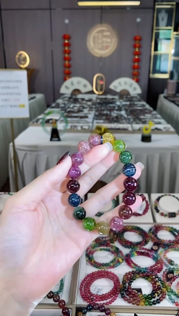 未镶嵌老矿碧玺单圈手串12mm+碧玺dan多样性发货一条