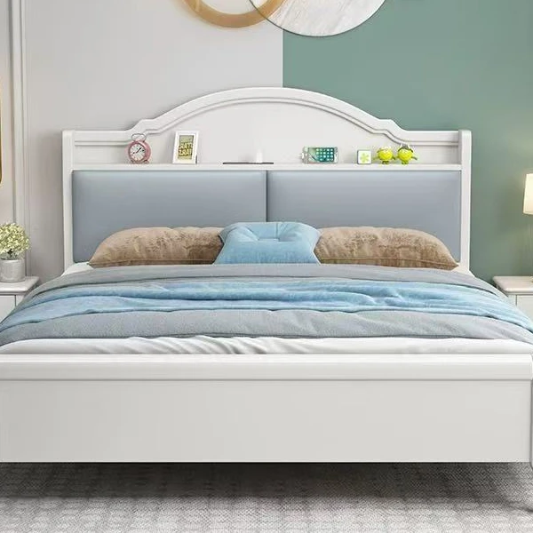 美式轻奢实木床1.8米双人床1.5米欧式主卧室软靠床高箱储物公主床