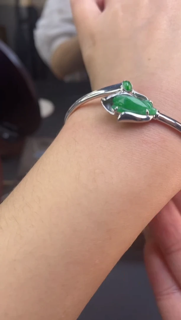 颈饰银S925镶嵌翡翠净货17700