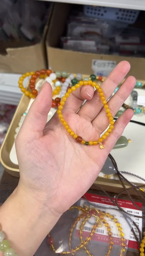 蜜蜡颈饰未镶嵌孤品小蜜珠蜜蜡设计款手链[2714]