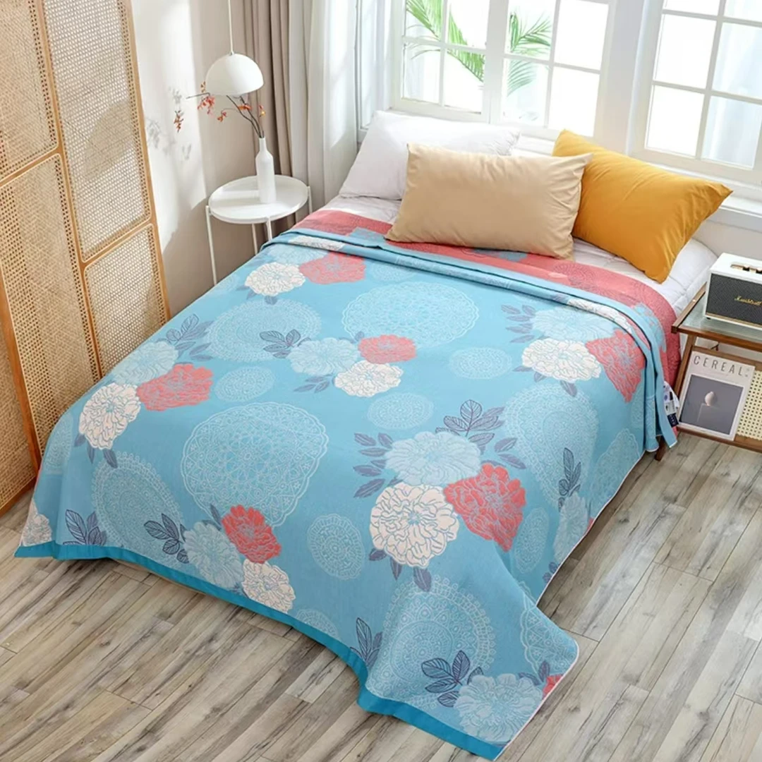 【花好月圆】230*250cm±5纯棉纱布床盖盖毯