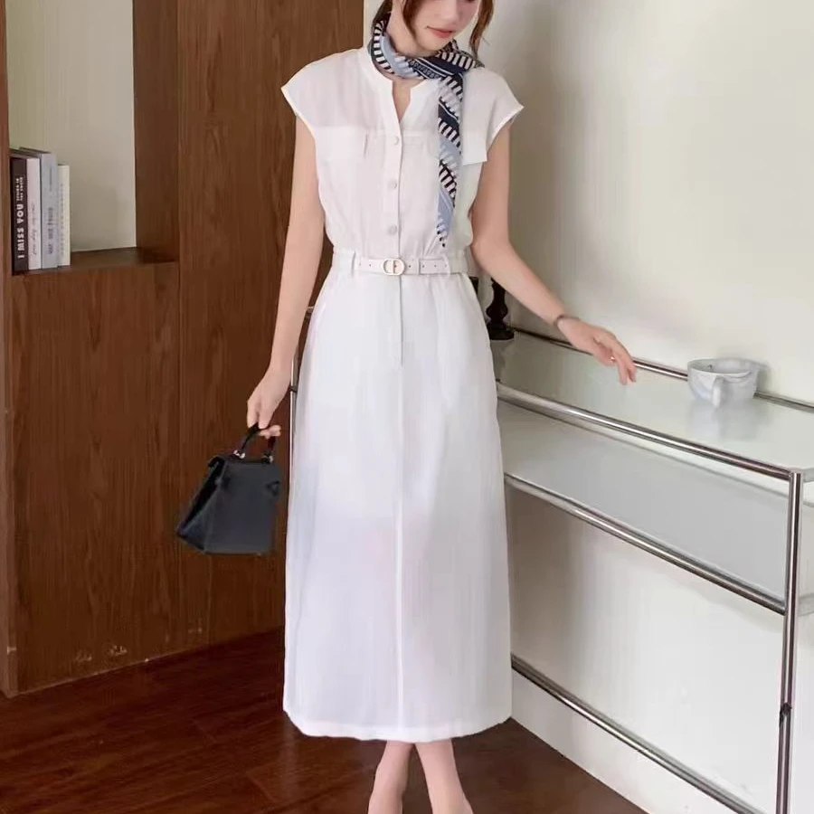 气质无袖衬衫连衣裙5B75.(裙长115).03675