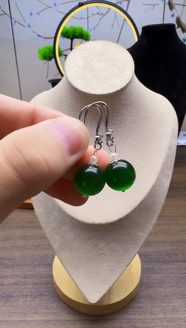 碧玺猫眼耳饰银S925镶嵌E90