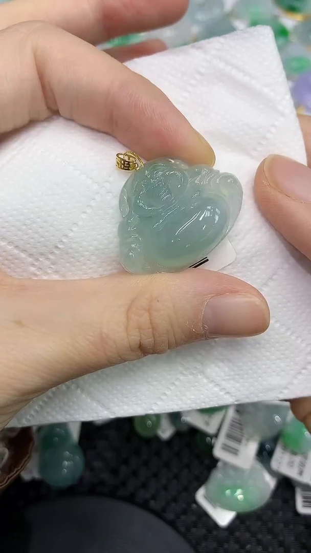 颈饰18K金镶嵌翡翠a货支持复检百元以上9元证书费自理