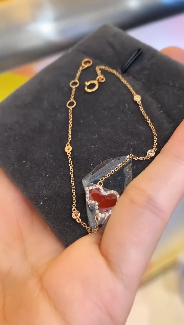 【闪购商品】玛瑙/玉髓手链18K金镶嵌玛瑙手链