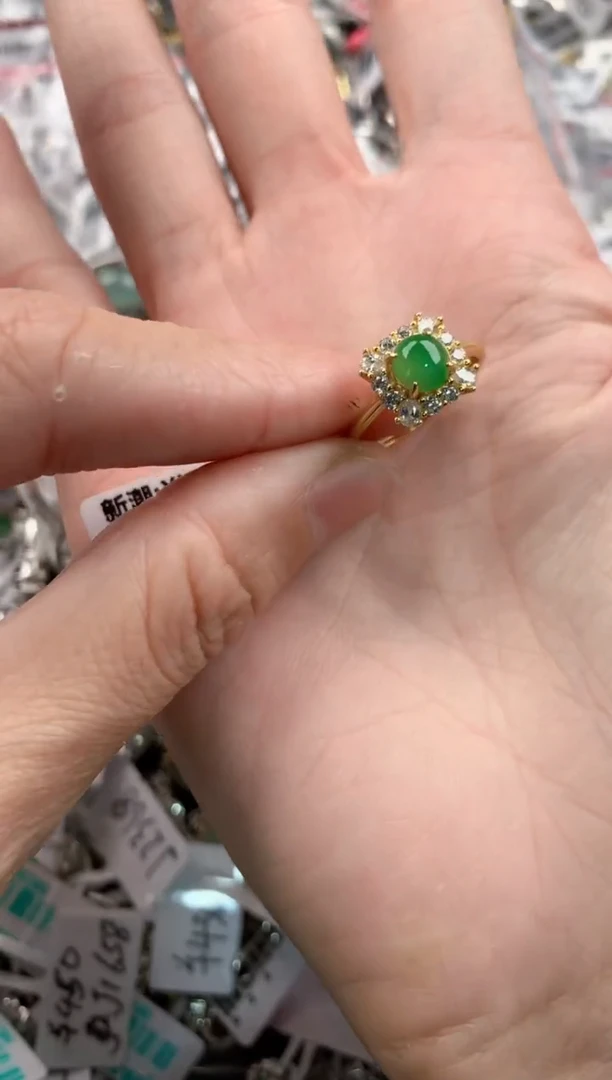 银S925镶嵌戒指翡翠4444-----5