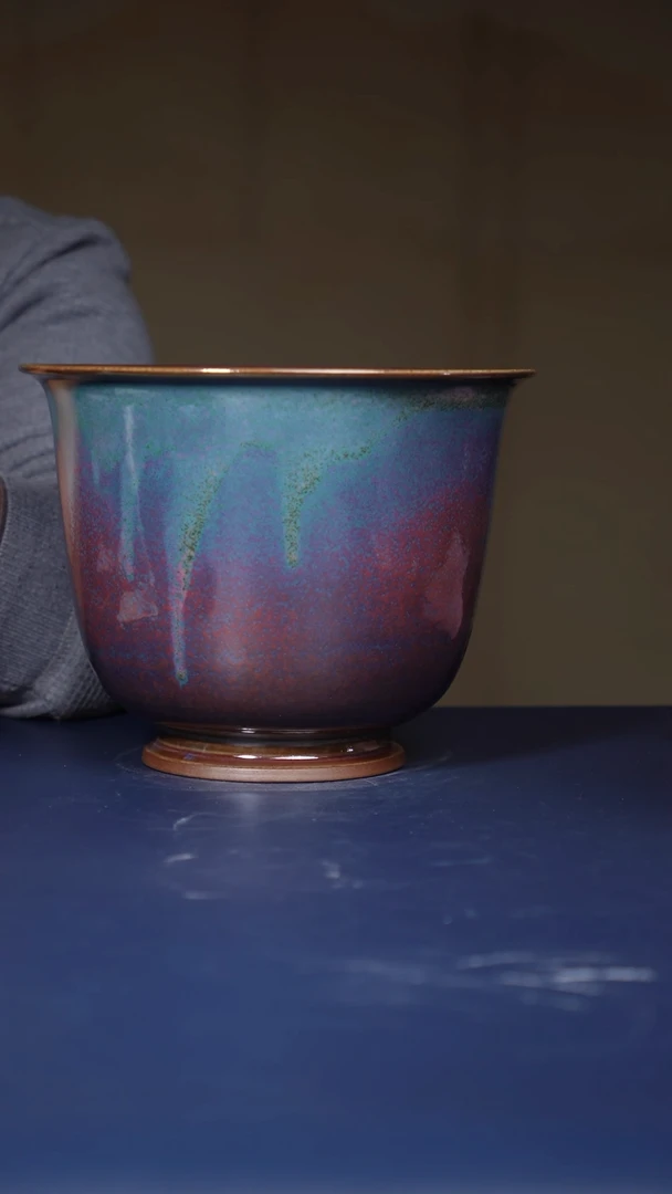 【闪购商品】摆件钧瓷炉钧釉仰钟式花盆