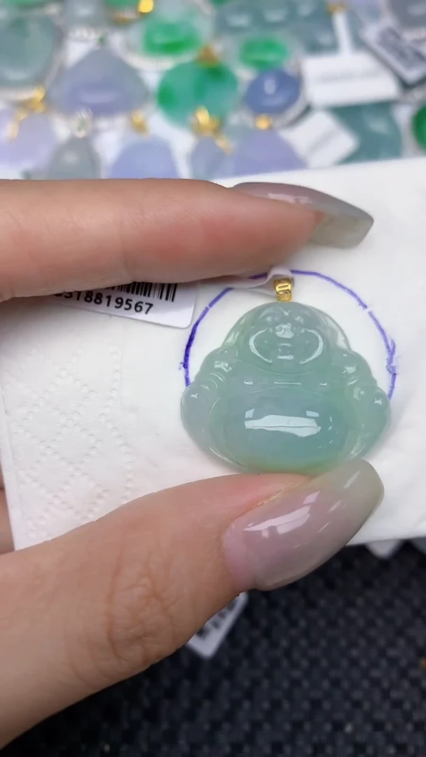 颈饰18K金镶嵌翡翠天然缅甸翡翠a货百元以上9元证书费自理