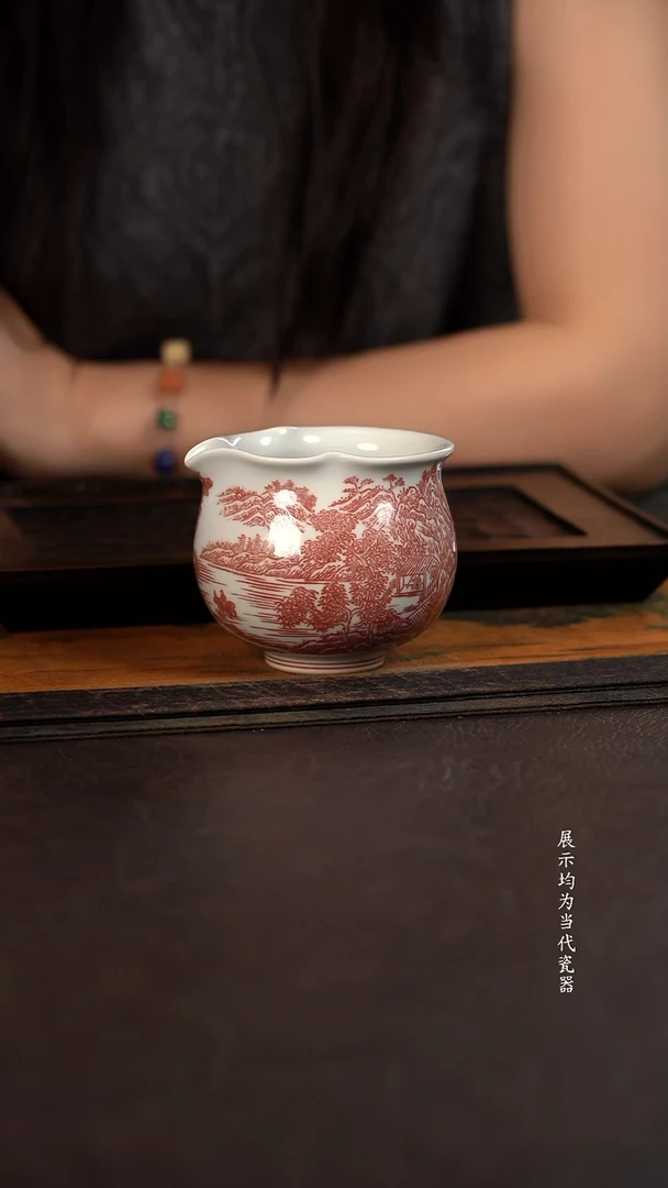 贵红窑釉里红重工山水葫芦公道