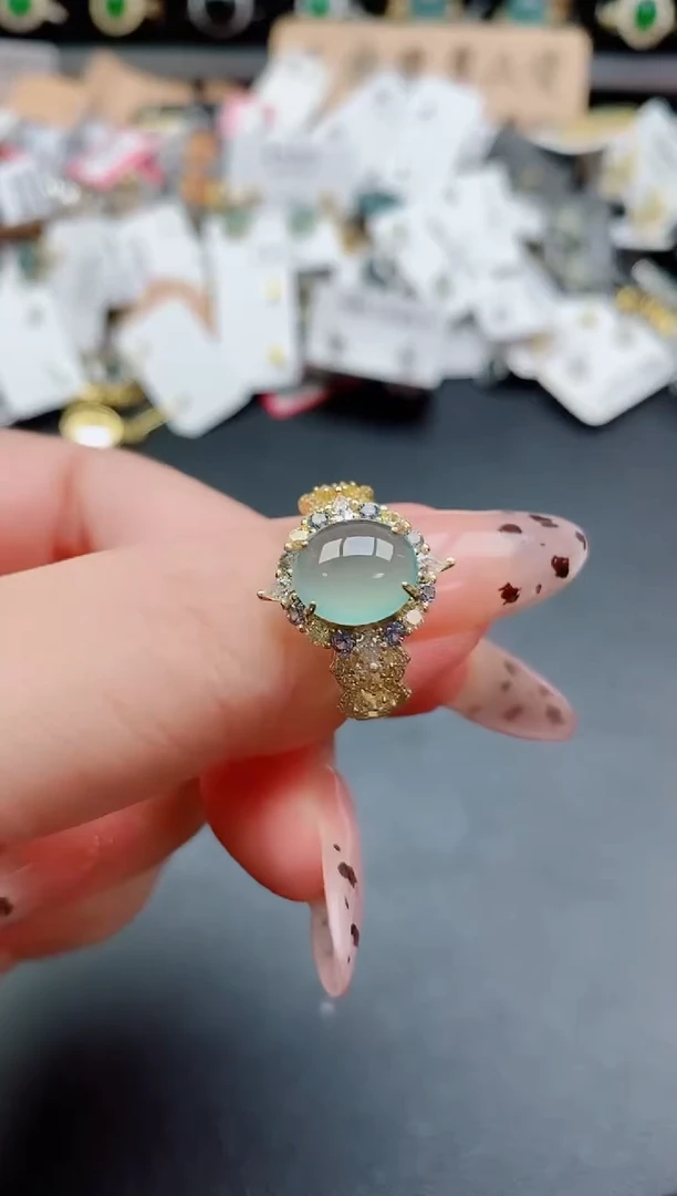 银S925镶嵌戒指翡翠1